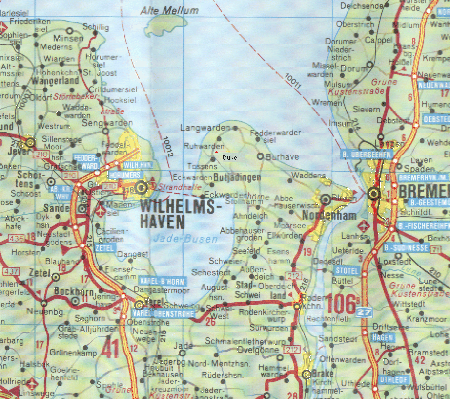 Butjadingen - Landkarte (Weit)